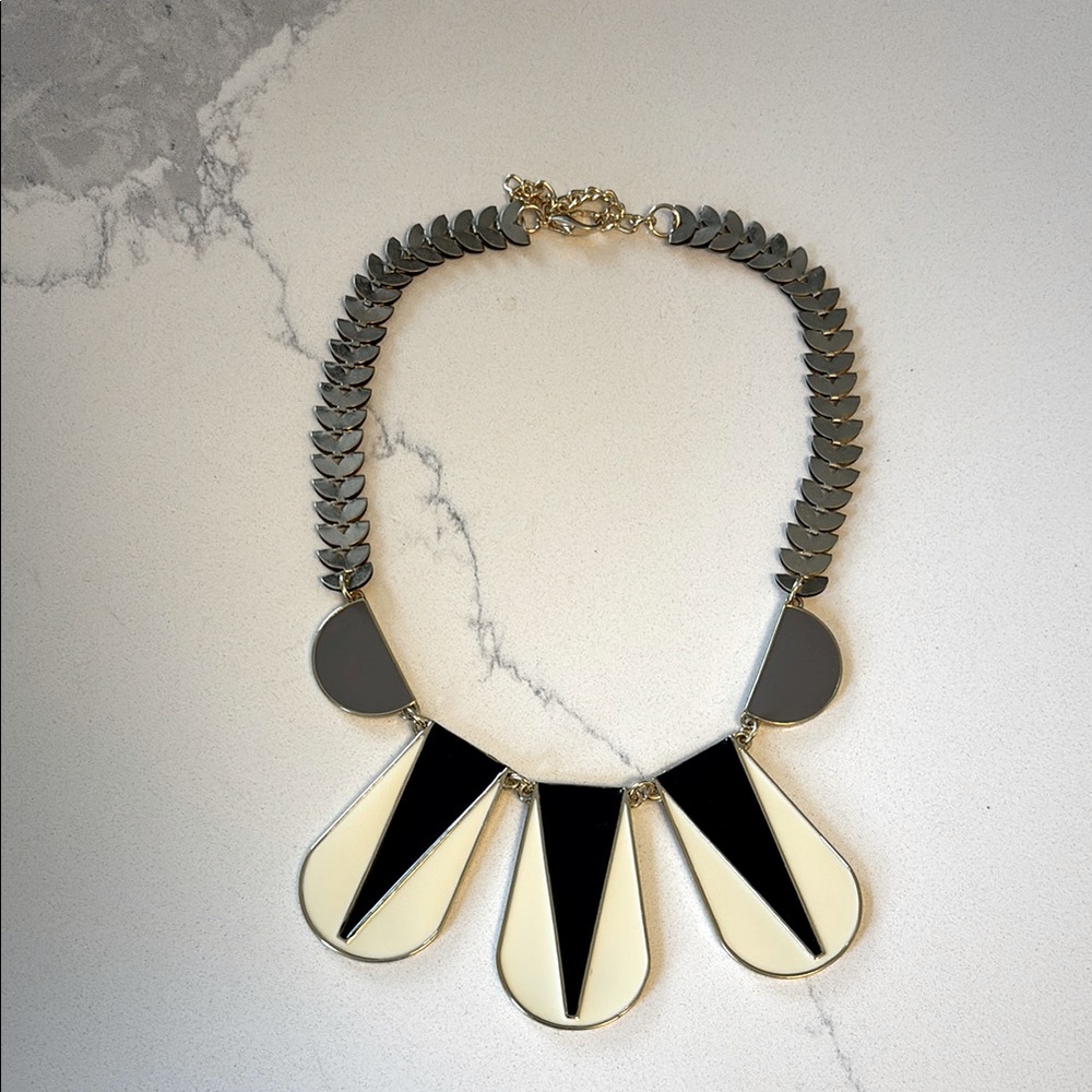 Anthropologie Bansri Black and White Geometric Statement Necklace New in package